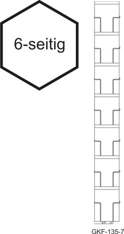 Karten-Bodenständer, 135 mm, 42 Fächer, 6-seitig, 1-reihig, silber